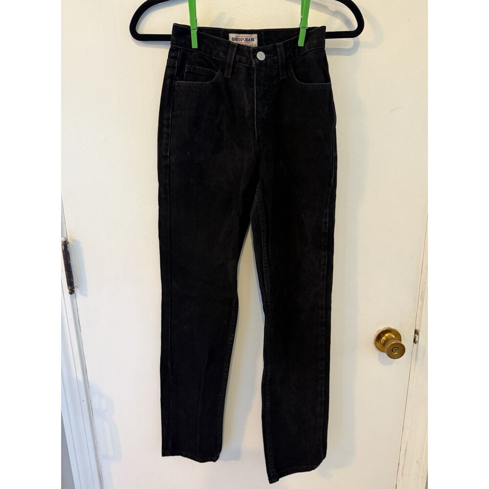 Vintage Guess Jeans Women’s 24 Black High Waist Straight Leg 90s Jeans